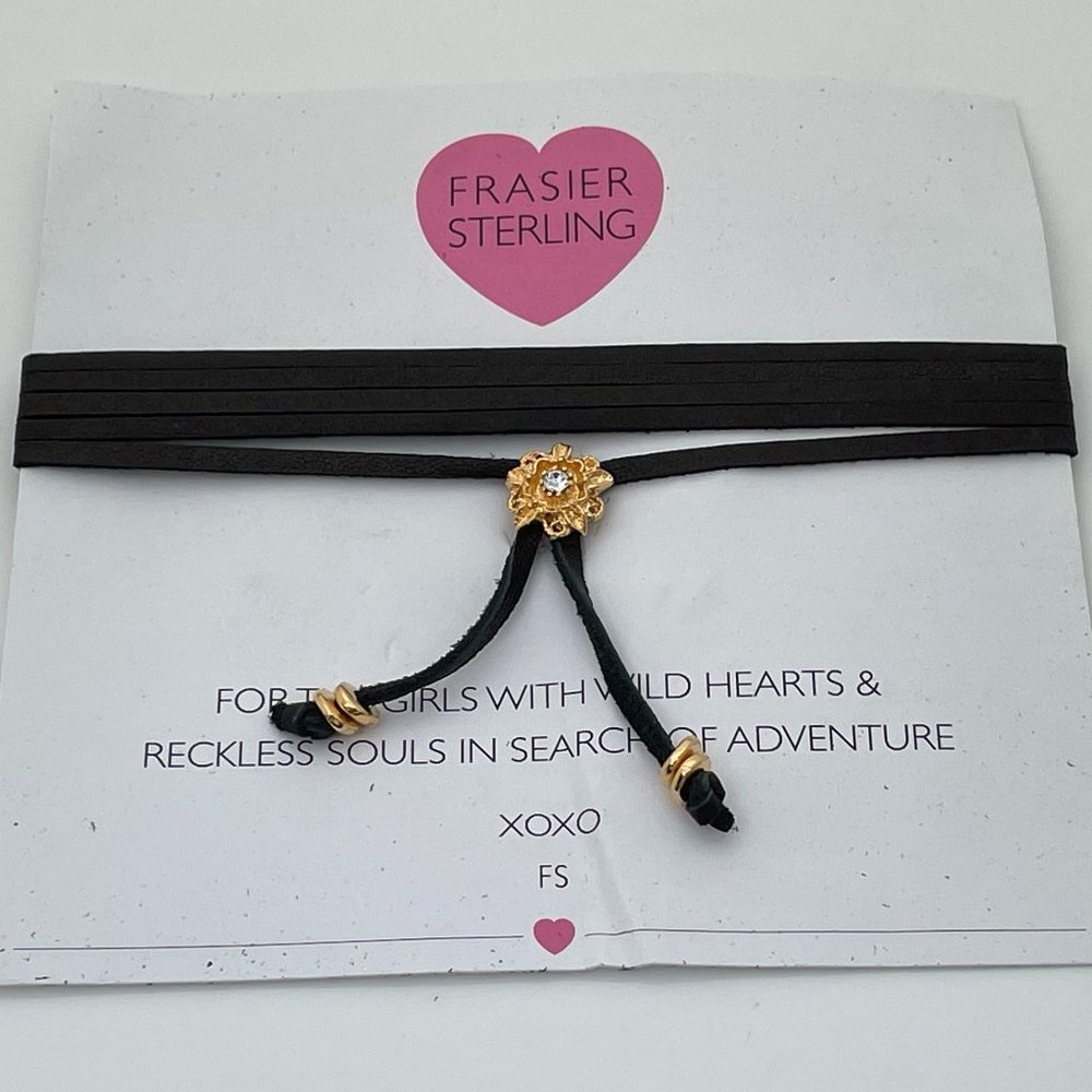 Frasier Sterling Necklaces Gold plated Black SUEDE